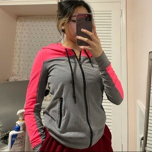 Bright pink stripe hoodie